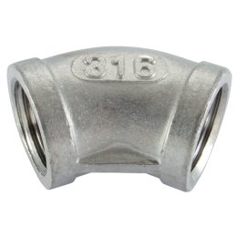 STAINLESS STEEL FEMALE 45DEG ELBOW