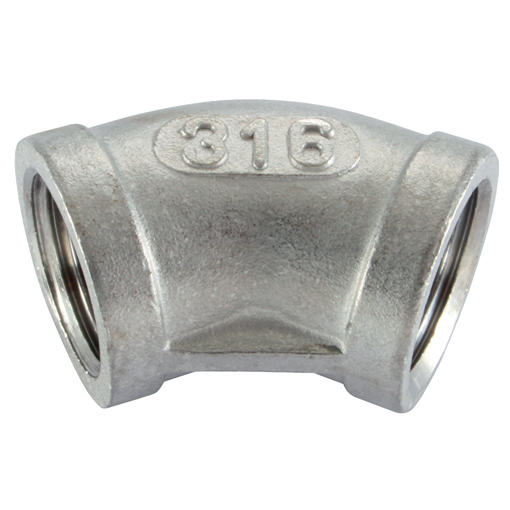 STAINLESS STEEL FEMALE 45DEG ELBOW